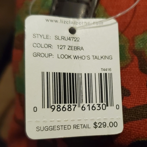 LIZ CLAIBORNE Savannah theme zebra crossbody beaded purse handbag NWT - Picture 12 of 13